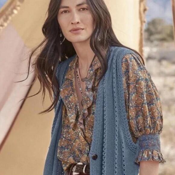 Sundance Jeanie Ruffle Floral Puff Sleeve Top Blouse Women’s size Medium Boho - Picture 12 of 12